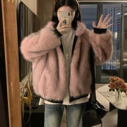 Double Sided Winter Coat Women Clothing Imitation Mink Fur Hooded Cotton Jacket Female Warm Cotton-Padded Clothes Outerwear
