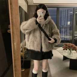 Double Sided Winter Coat Women Clothing Imitation Mink Fur Hooded Cotton Jacket Female Warm Cotton-Padded Clothes Outerwear