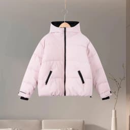 Thicken Warm Women's Skiwear Pink High Collar Hooded Cotton Padded Coat Straight Leg Zipper Pant 2025 New Winter Lady Ski Suit