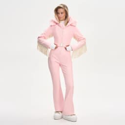 Thicken Warm Women's Skiwear Pink High Collar Hooded Cotton Padded Coat Straight Leg Zipper Pant 2025 New Winter Lady Ski Suit