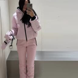 Thicken Warm Women's Skiwear Pink High Collar Hooded Cotton Padded Coat Straight Leg Zipper Pant 2025 New Winter Lady Ski Suit