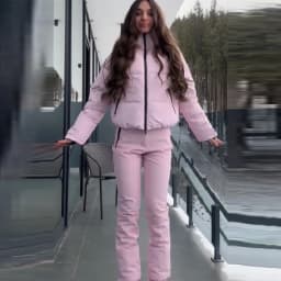 Thicken Warm Women's Skiwear Pink High Collar Hooded Cotton Padded Coat Straight Leg Zipper Pant 2025 New Winter Lady Ski Suit