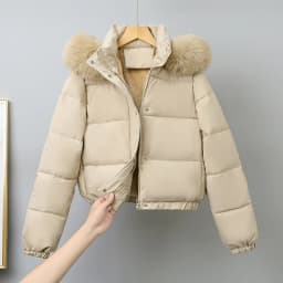 Short Coats Women Parkas Hooded Fur Collar Jackets Thick Warm Y2k Streetwear Elegant Jacket Work Coat Autumn Winter 2025