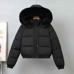 Short Coats Women Parkas Hooded Fur Collar Jackets Thick Warm Y2k Streetwear Elegant Jacket Work Coat Autumn Winter 2025