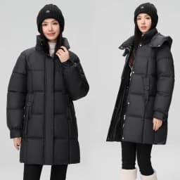 2026 New Winter Women Jacket Mid Long Hooded Parka Cotton Padded Jacket Female Parkas Loose Casual Warm Outwear Snow Wear Coats