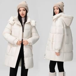 2026 New Winter Women Jacket Mid Long Hooded Parka Cotton Padded Jacket Female Parkas Loose Casual Warm Outwear Snow Wear Coats