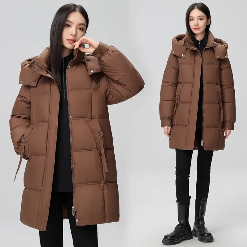 2026 New Winter Women Jacket Mid Long Hooded Parka Cotton Padded Jacket Female Parkas Loose Casual Warm Outwear Snow Wear Coats
