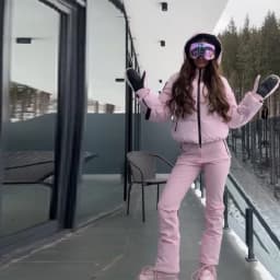 Thicken Warm Women's Skiwear Pink High Collar Hooded Cotton Padded Coats Straight Leg Zipper Pants 2025 New Winter Lady Ski Suit