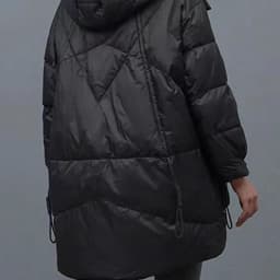 Autumn Winter Femme Medium Length Down Cotton Coat 2025 Women Long Sleeves Parkas Tops Retro Ladies Hooded Cotton Padded Jacket