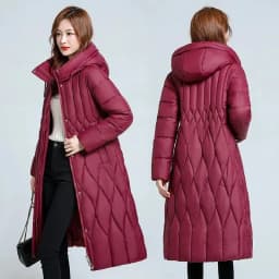2025 Long Winter Over-The-Knee Overcoat Parka Down Cotton-Padded Jacket Women's Plus Size 100 KG Slim Cotton-Padded Jacket