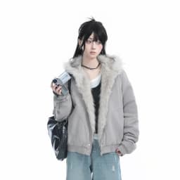 Autumn New Elegant Liner Fur Loose Coat Women Y2k Fur Collar Hood Thick Fashion Parkas Casual Outerwear Cotton Padded Jackets