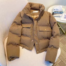 Winter Khaki Thicken Short Parkas Women Loose Zipper Up Warm Parkas Jacket Woman Fashion Button Stand Collar Parka Female