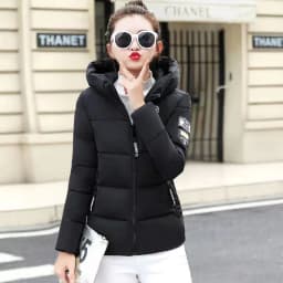 UHYTGF Winter Jackets For Women 2025 New Parkas Hooded Thick Warm Cotton Short Jacket Women's Basic Down Coat Outerwear 5XL 1058