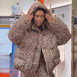 Oversized Puffer Women's Jackets Coat Print Hooded Zipper Parka Coats Loose Mid‑Length Warm Winter Outerwear With Big Pockets