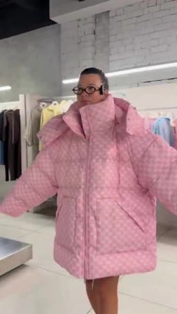 Oversized Puffer Women's Jackets Coat Print Hooded Zipper Parka Coats Loose Mid‑Length Warm Winter Outerwear With Big Pockets