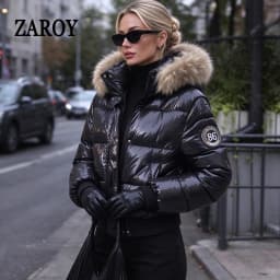 ZAROY Faux Fur Hooded Cotton Puffer Jacket Women Winter Quilted Zipper Pocket Coat Y2K Retro Padded Parkas High Street Outerwear