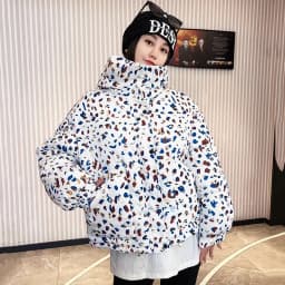 2026 Winter New Print Cotton Jacket Women Streetwear Female Warm Parkas Hooded Down cotton Coat Korea Loose Short Bread Outwear