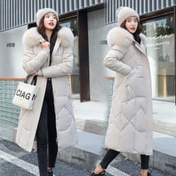Women Maxi Lenth Parkas Coats Hooded Jacket Oversize Solid Zipper Fur Collar Long Sleeves Loose Thick Casual 2025 Autumn Winter