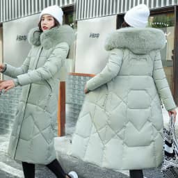 Women Maxi Lenth Parkas Coats Hooded Jacket Oversize Solid Zipper Fur Collar Long Sleeves Loose Thick Casual 2025 Autumn Winter