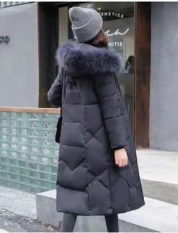Women Maxi Lenth Parkas Coats Hooded Jacket Oversize Solid Zipper Fur Collar Long Sleeves Loose Thick Casual 2025 Autumn Winter