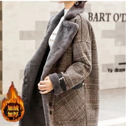 2026 Autumn Winter New Plaid Cotton Jacket Women's Fashion Warm Temperament Polo Collar Wool Coat Female Long Parkas Overcoat