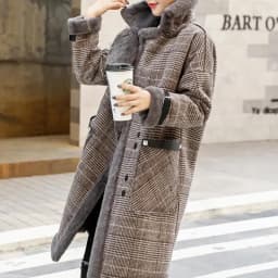 2026 Autumn Winter New Plaid Cotton Jacket Women's Fashion Warm Temperament Polo Collar Wool Coat Female Long Parkas Overcoat