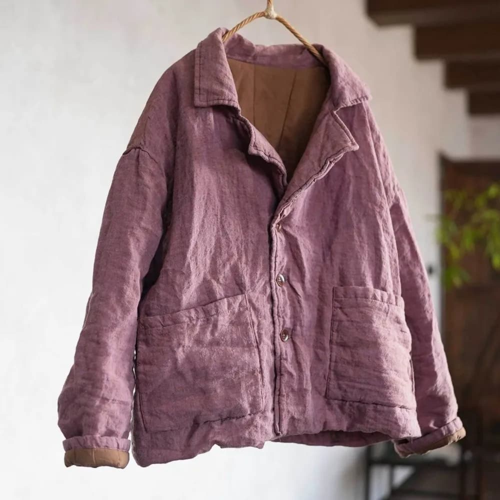 Johnature Women Vintage Linen Parkas Turn-down Collar Long Sleeve Coats 2026 Spring Chinese Style Button Pockets Female Parkas