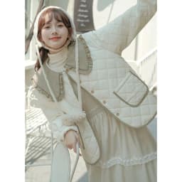 Splicing Doll Collar Women's Cotton Coat 2025 Autumn Winter New Foreign Female Rhombic Design Thick Jacket Warm Velvet Overcoat