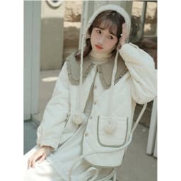 Splicing Doll Collar Women's Cotton Coat 2025 Autumn Winter New Foreign Female Rhombic Design Thick Jacket Warm Velvet Overcoat