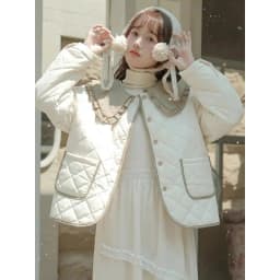Splicing Doll Collar Women's Cotton Coat 2025 Autumn Winter New Foreign Female Rhombic Design Thick Jacket Warm Velvet Overcoat