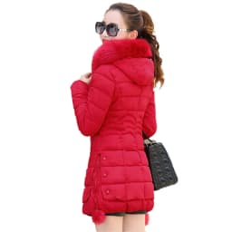 Winter Jacket Women 2026 Winter Coat Pure Color Casual Fur Collar Hooded Long Hooded Cotton Lady Jacket