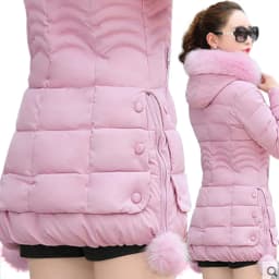 Winter Jacket Women 2026 Winter Coat Pure Color Casual Fur Collar Hooded Long Hooded Cotton Lady Jacket