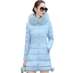 Winter Jacket Women 2026 Winter Coat Pure Color Casual Fur Collar Hooded Long Hooded Cotton Lady Jacket