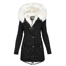 Spliced Fleece Women Parkas Covered Button Parka Zipper Cardigan Outerwear Hooded Long Sleeve Jackets Solid Casual Loose