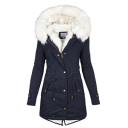 Spliced Fleece Women Parkas Covered Button Parka Zipper Cardigan Outerwear Hooded Long Sleeve Jackets Solid Casual Loose