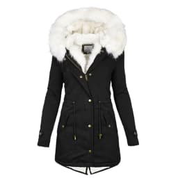 Spliced Fleece Women Parkas Covered Button Parka Zipper Cardigan Outerwear Hooded Long Sleeve Jackets Solid Casual Loose