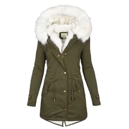Spliced Fleece Women Parkas Covered Button Parka Zipper Cardigan Outerwear Hooded Long Sleeve Jackets Solid Casual Loose