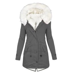 Spliced Fleece Women Parkas Covered Button Parka Zipper Cardigan Outerwear Hooded Long Sleeve Jackets Solid Casual Loose