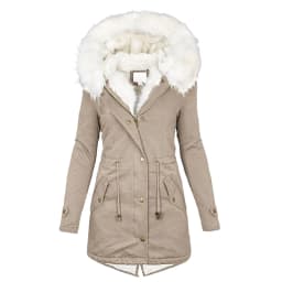 Spliced Fleece Women Parkas Covered Button Parka Zipper Cardigan Outerwear Hooded Long Sleeve Jackets Solid Casual Loose
