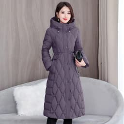 2025 Fashion Winter Coats Long Parkas Women's Down Cotton-padded Jacket Thicken Warm Overcoat Diamond Texture Hooded Outerwear