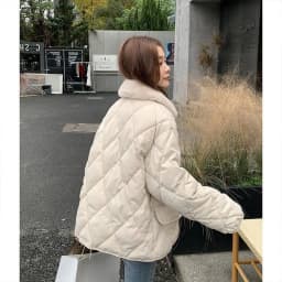 Women 2025 Autumn Winter Spliced Fur Collar Warm Padded Cotton Jacket Coat Female Mid-Length Coat Loose Rhombus Bread Clothes