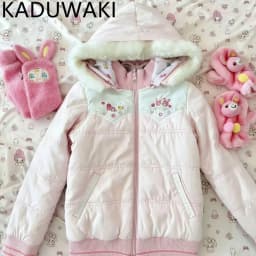 Japanese Reversible Women Parkas Kawaii Cartoon Embroidery Warm Long Sleeve Jackets Winter Chic Casual Zip Up Cotton Padded Coat