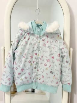 Japanese Reversible Women Parkas Kawaii Cartoon Embroidery Warm Long Sleeve Jackets Winter Chic Casual Zip Up Cotton Padded Coat