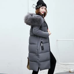 Women Parkas Hooded Zipper Thick Parka Thick Casual Full Sleeve Solid Long Coats Pockets Elegant Outerwear Warm Casual