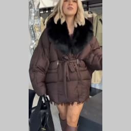 Faux Fur Padding Women's Jacket Fashion Lace Up Long Sleeve Loose Female Coats 2026 Winter Street Chic Thicken Lady Outerwears
