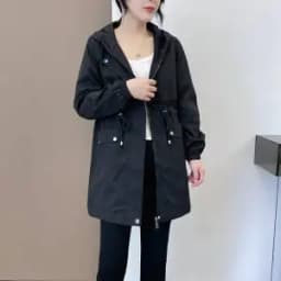 Windbreaker Women Jackets New Winter Mid-Length Loose Coat Hooded Lace-UP Female Jacket Plus Velvet Warm Outwear Ladies Outcoat