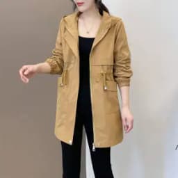 Windbreaker Women Jackets New Winter Mid-Length Loose Coat Hooded Lace-UP Female Jacket Plus Velvet Warm Outwear Ladies Outcoat