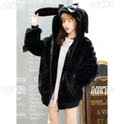 High Quality Japanese Winter New Sweet Cute Mine Cute Rabbit Ear Plush Cotton Coat Jacket Girl Lolita Fur Coats Women Parkas