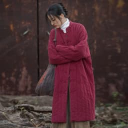 Johnature Women Chinese Style Linen Parkas Stand Long Sleeve Winter Coats Striped Button Plus Cotton 2025 New Loose Warm Parkas