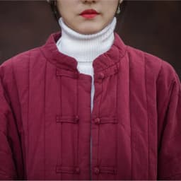 Johnature Women Chinese Style Linen Parkas Stand Long Sleeve Winter Coats Striped Button Plus Cotton 2025 New Loose Warm Parkas